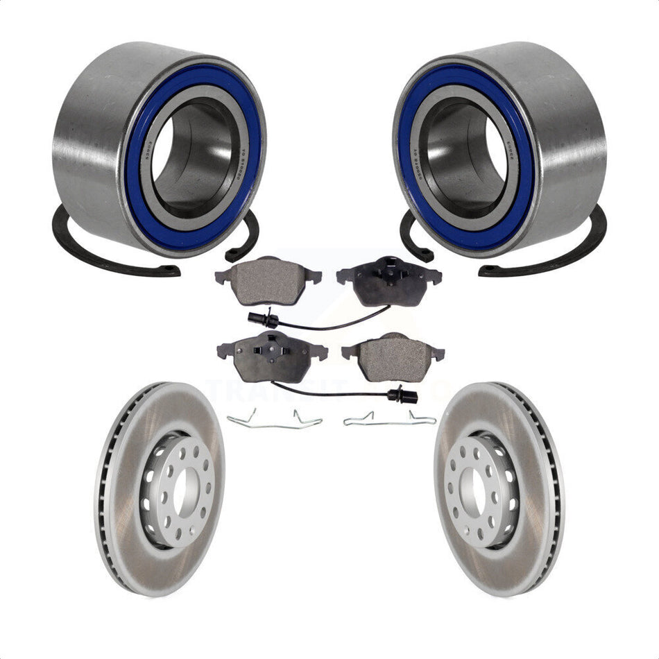 Front Wheel Bearing With Coated Disc Brake Rotors And Semi-Metallic Pads Kit For Volkswagen Passat Audi A4 Quattro KBB-101289