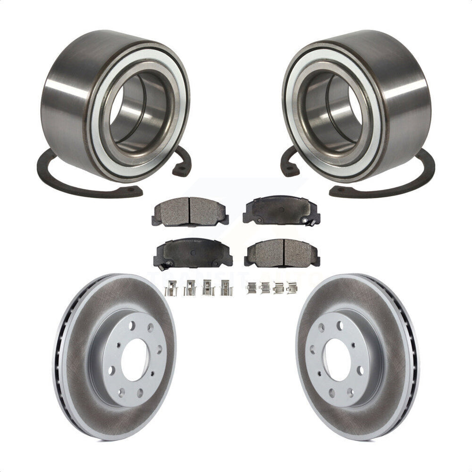Front Wheel Bearing With Coated Disc Brake Rotors And Semi-Metallic Pads Kit For Honda Civic KBB-101297
