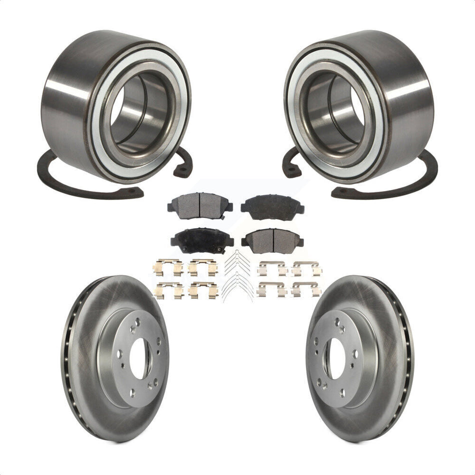 Front Wheel Bearing With Coated Disc Brake Rotors And Semi-Metallic Pads Kit For 2004 Honda Civic SiR KBB-101299
