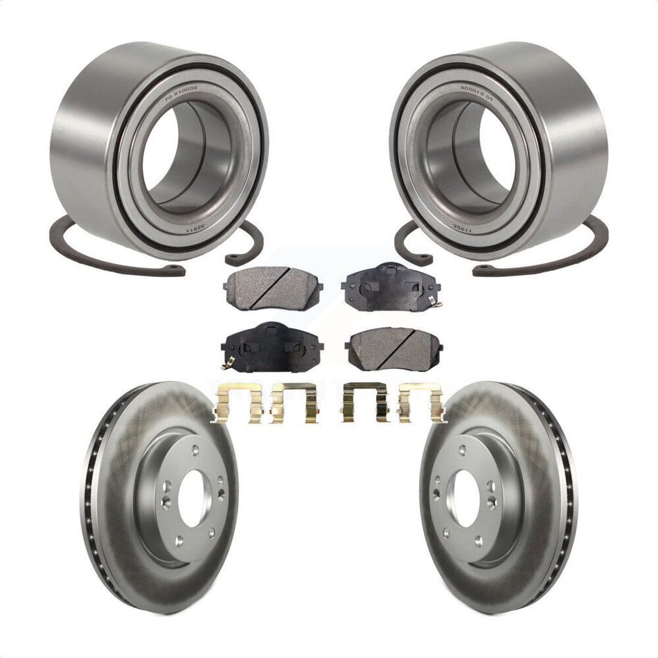 Front Wheel Bearing With Coated Disc Brake Rotors And Semi-Metallic Pads Kit For 2010-2012 Kia Rondo KBB-101300