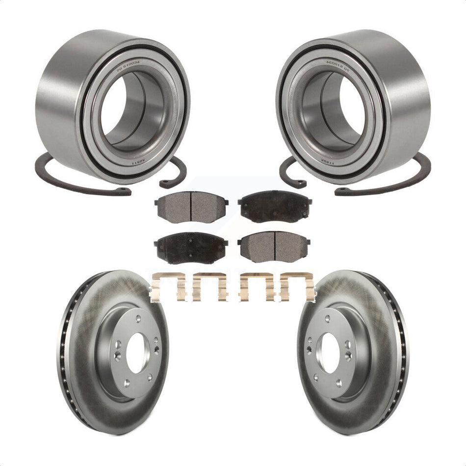 Front Wheel Bearing With Coated Disc Brake Rotors And Semi-Metallic Pads Kit For Hyundai Tucson Kia Sportage FWD KBB-101301