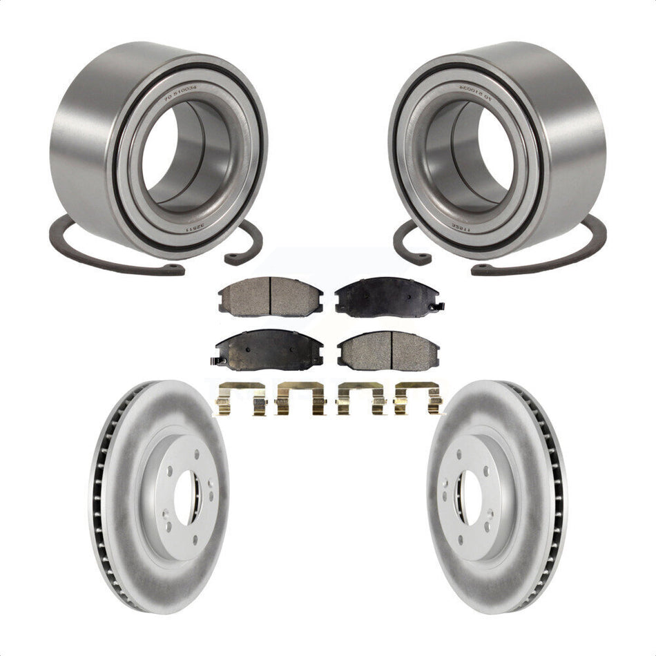Front Wheel Bearing With Coated Disc Brake Rotors And Semi-Metallic Pads Kit For 2001-2006 Hyundai Santa Fe 294mm Diameter Rotor KBB-101304
