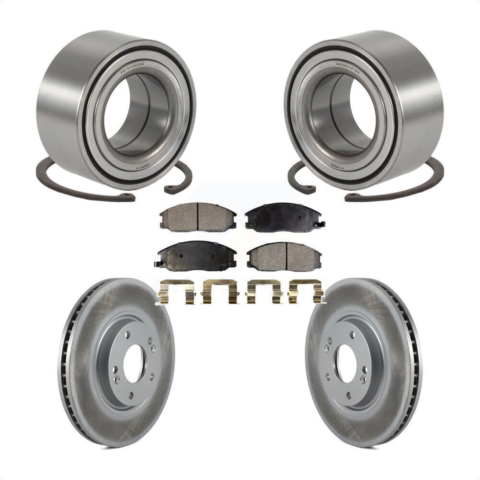 Front Wheel Bearing With Coated Disc Brake Rotors And Semi-Metallic Pads Kit For Hyundai XG350 KBB-101306