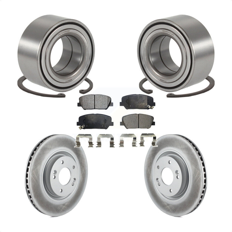 Front Wheel Bearing With Coated Disc Brake Rotors And Semi-Metallic Pads Kit For 2011-2013 Kia Optima 2.0L KBB-101314