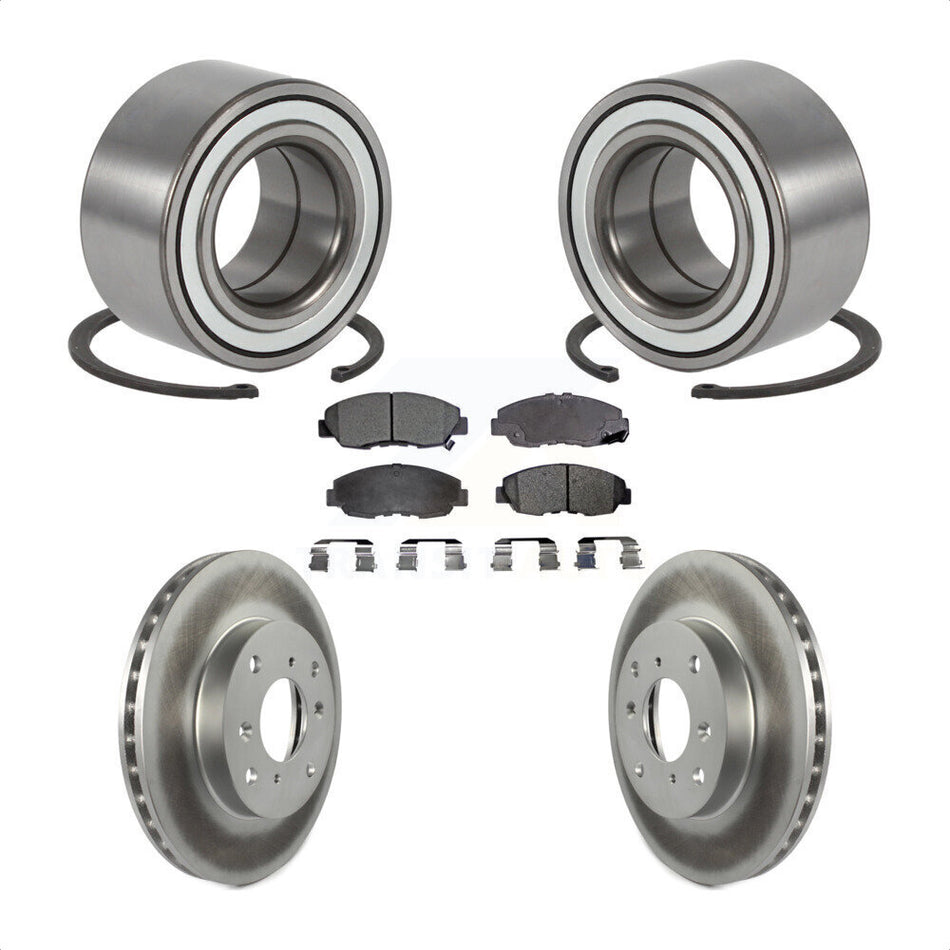 Front Wheel Bearing With Coated Disc Brake Rotors And Semi-Metallic Pads Kit For 1998-2002 Honda Accord Sedan with 2.3L KBB-101317