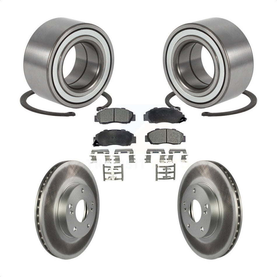 Front Wheel Bearing With Coated Disc Brake Rotors And Semi-Metallic Pads Kit For 1998-2002 Honda Accord 3.0L KBB-101318