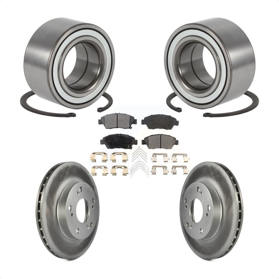 Front Wheel Bearing With Coated Disc Brake Rotors And Semi-Metallic Pads Kit For Honda Civic Acura RSX KBB-101321