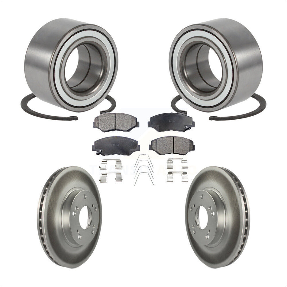 Front Wheel Bearing With Coated Disc Brake Rotors And Semi-Metallic Pads Kit For Honda CR-V KBB-101323