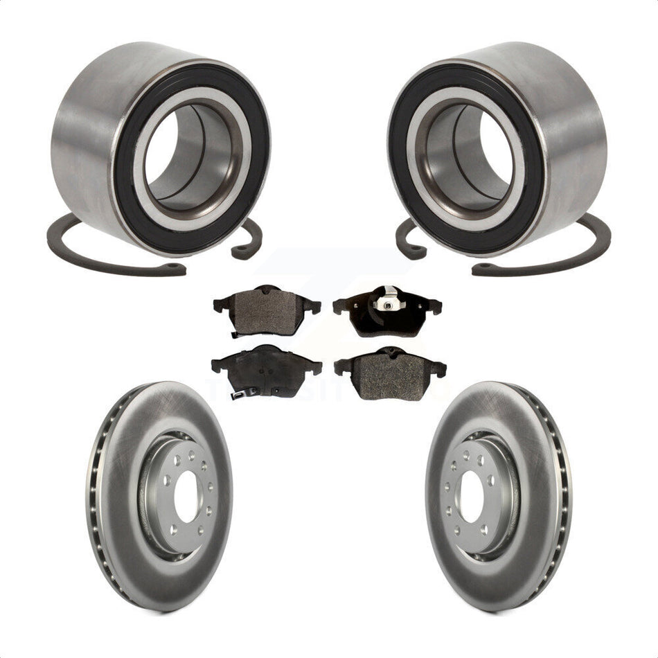 Front Wheel Bearing With Coated Disc Brake Rotors And Semi-Metallic Pads Kit For Saab 9-3 9-5 KBB-101325