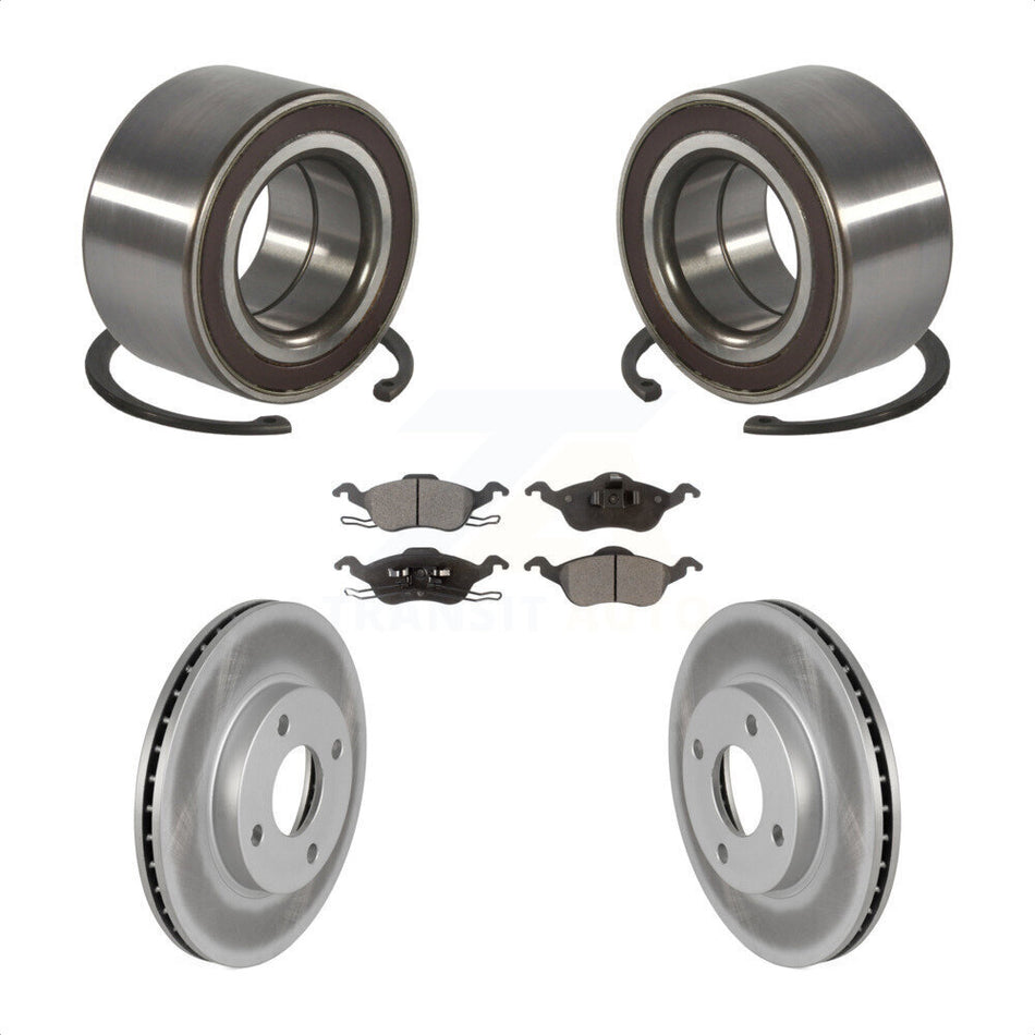 Front Wheel Bearing With Coated Disc Brake Rotors And Semi-Metallic Pads Kit For Ford Focus KBB-101332