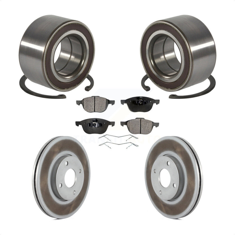 Front Wheel Bearing With Coated Disc Brake Rotors And Semi-Metallic Pads Kit For 2005-2007 Ford Focus KBB-101333