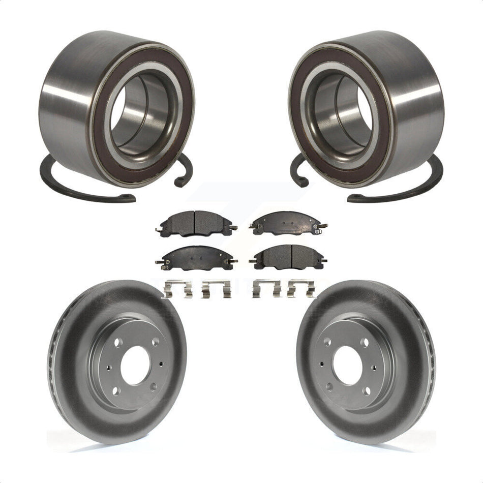Front Wheel Bearing With Coated Disc Brake Rotors And Semi-Metallic Pads Kit For 2008-2011 Ford Focus KBB-101334