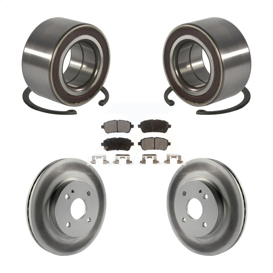 Front Wheel Bearing With Coated Disc Brake Rotors And Semi-Metallic Pads Kit For 2011-2014 Mazda 2 KBB-101336