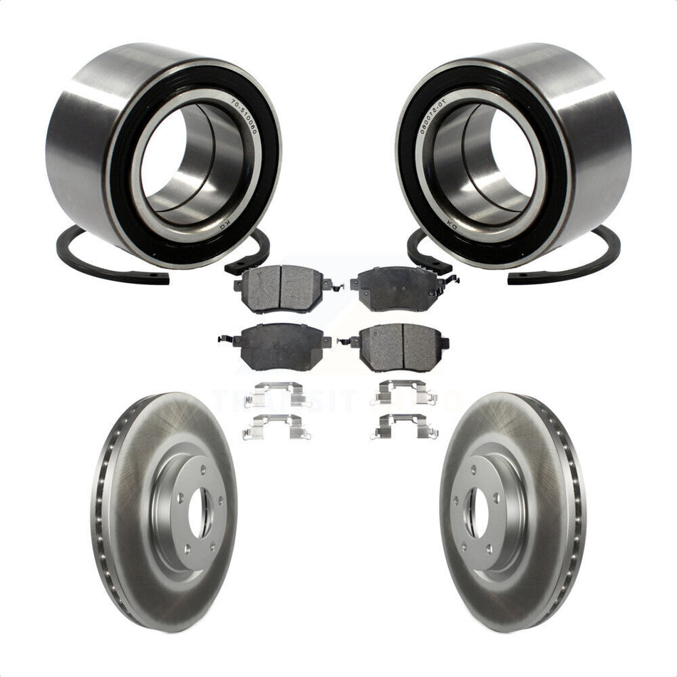 Front Wheel Bearing With Coated Disc Brake Rotors And Semi-Metallic Pads Kit For Nissan Altima Maxima KBB-101341