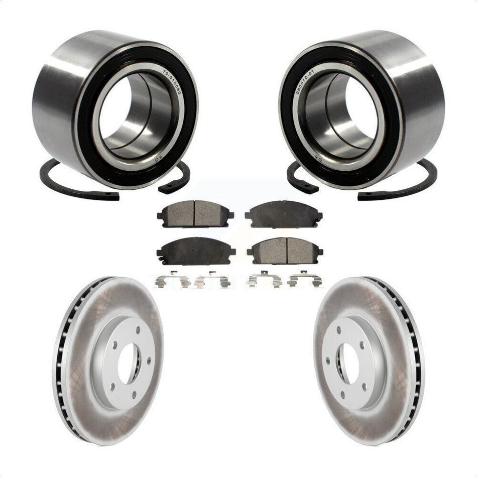 Front Wheel Bearing With Coated Disc Brake Rotors And Semi-Metallic Pads Kit For 2005-2006 Nissan X-Trail KBB-101343