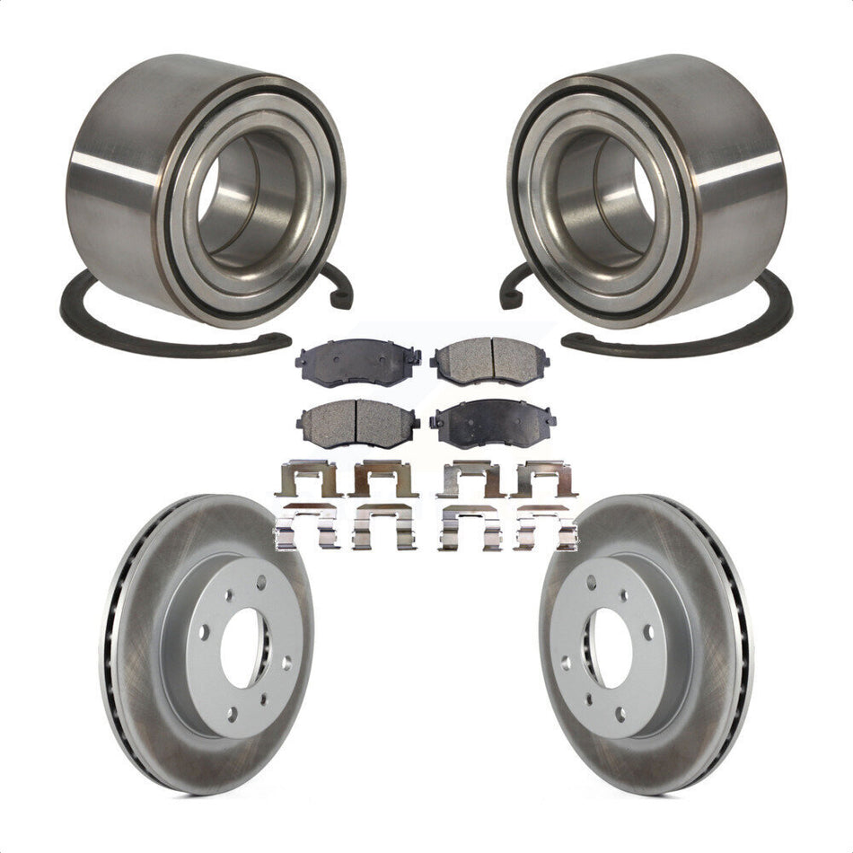 Front Wheel Bearing With Coated Disc Brake Rotors And Semi-Metallic Pads Kit For Nissan Sentra 1.8L KBB-101344