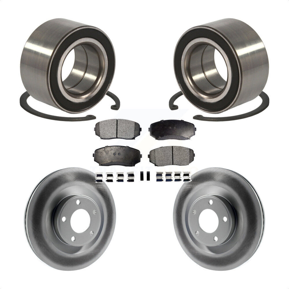 Front Wheel Bearing With Coated Disc Brake Rotors And Semi-Metallic Pads Kit For Ford Edge Lincoln MKX KBB-101349