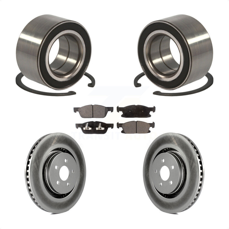 Front Wheel Bearing With Coated Disc Brake Rotors And Semi-Metallic Pads Kit For 2015 Ford Edge AWD KBB-101352