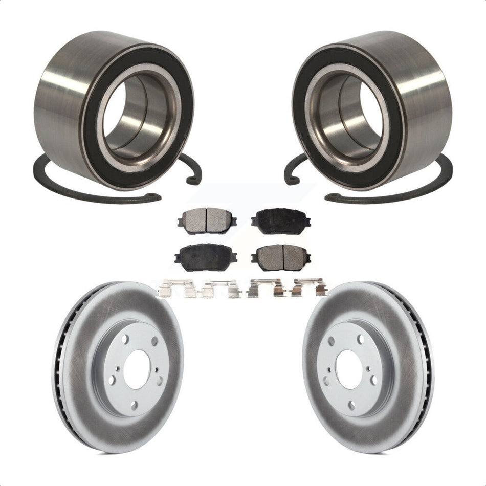 Front Wheel Bearing With Coated Disc Brake Rotors And Semi-Metallic Pads Kit For Toyota Camry KBB-101353