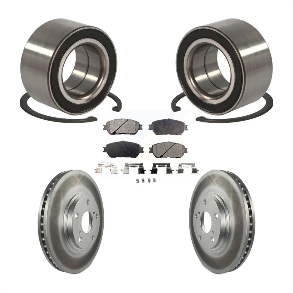 Front Wheel Bearing With Coated Disc Brake Rotors And Semi-Metallic Pads Kit For 2004-2006 Lexus ES330 KBB-101354