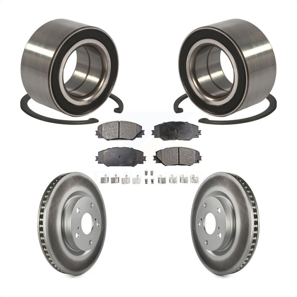 Front Wheel Bearing With Coated Disc Brake Rotors And Semi-Metallic Pads Kit For Toyota Matrix Pontiac Vibe KBB-101360