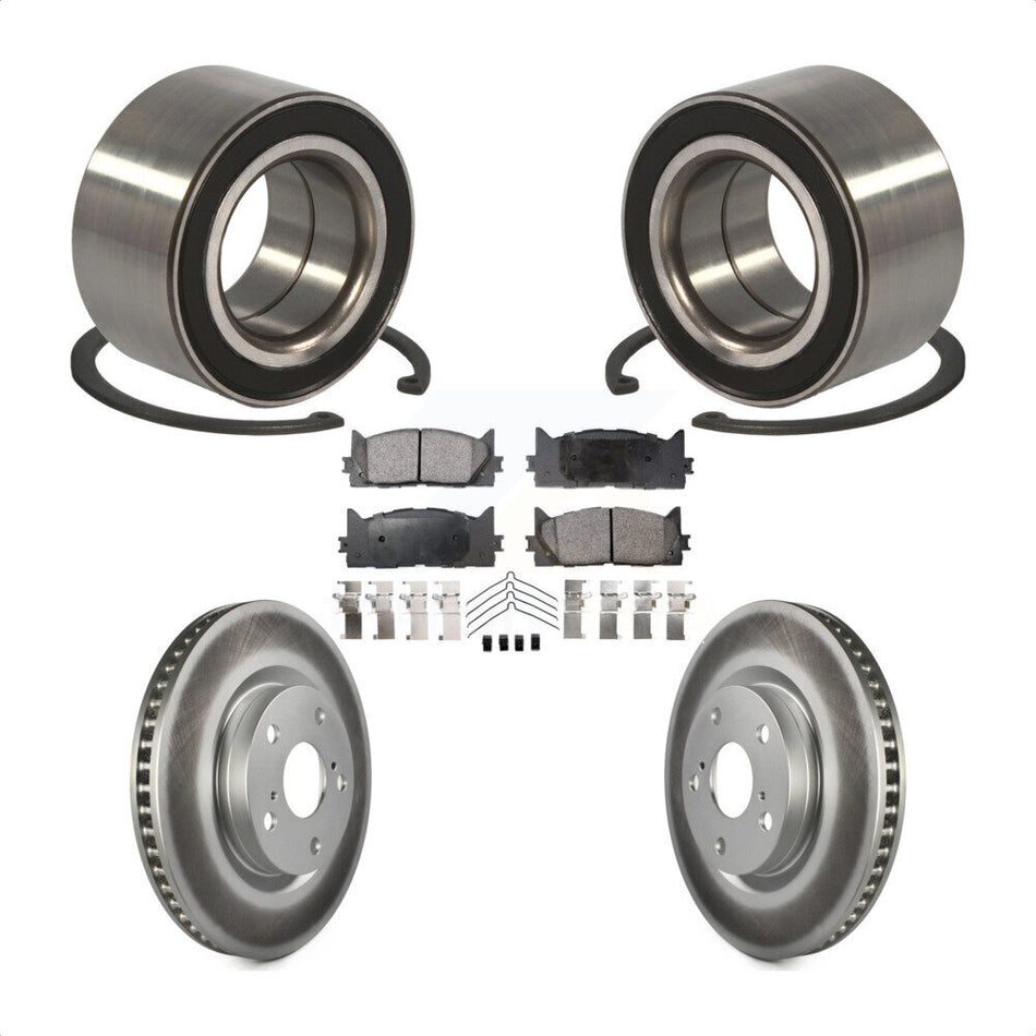 Front Wheel Bearing With Coated Disc Brake Rotors And Semi-Metallic Pads Kit For Toyota Camry Lexus ES350 Avalon ES300h KBB-101361