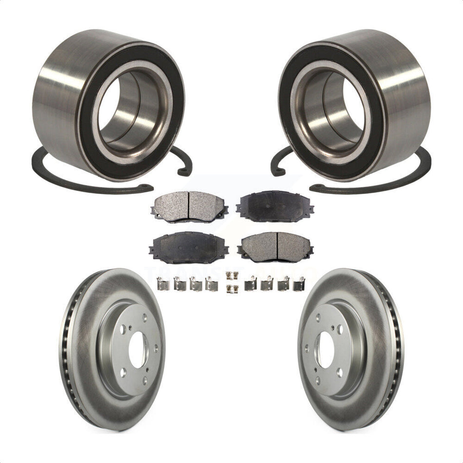 Front Wheel Bearing With Coated Disc Brake Rotors And Semi-Metallic Pads Kit For 2010 Lexus HS250h KBB-101362