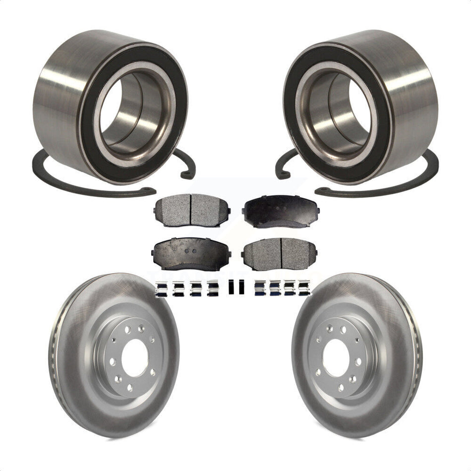 Front Wheel Bearing With Coated Disc Brake Rotors And Semi-Metallic Pads Kit For 2007-2015 Mazda CX-9 KBB-101364