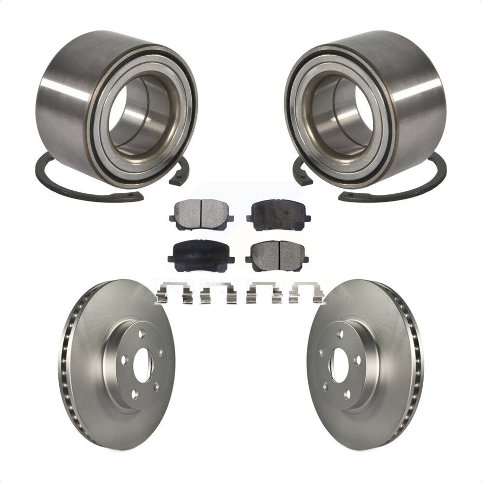 Front Wheel Bearing With Coated Disc Brake Rotors And Semi-Metallic Pads Kit For 2003-2008 Toyota Corolla Matrix Pontiac Vibe KBB-101367