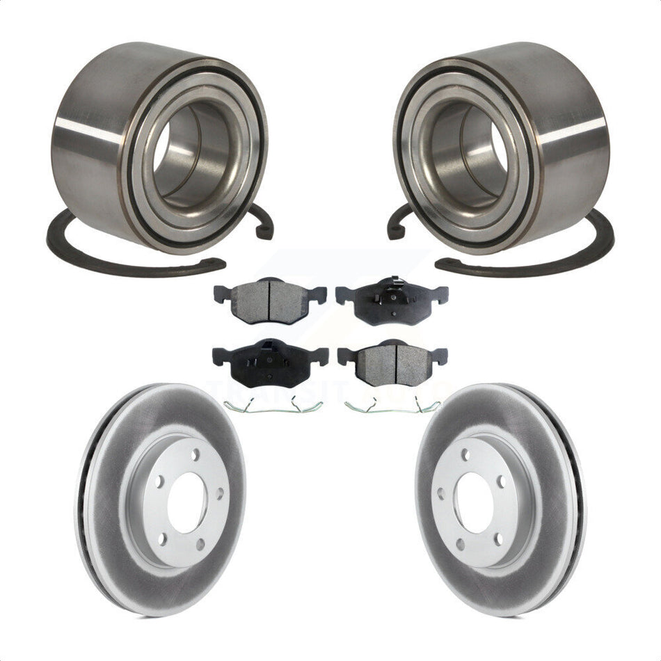 Front Wheel Bearing With Coated Disc Brake Rotors And Semi-Metallic Pads Kit For Ford Escape Mazda Tribute Mercury Mariner KBB-101370