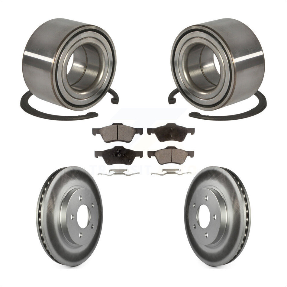 Front Wheel Bearing With Coated Disc Brake Rotors And Semi-Metallic Pads Kit For Ford Escape Mercury Mariner KBB-101372