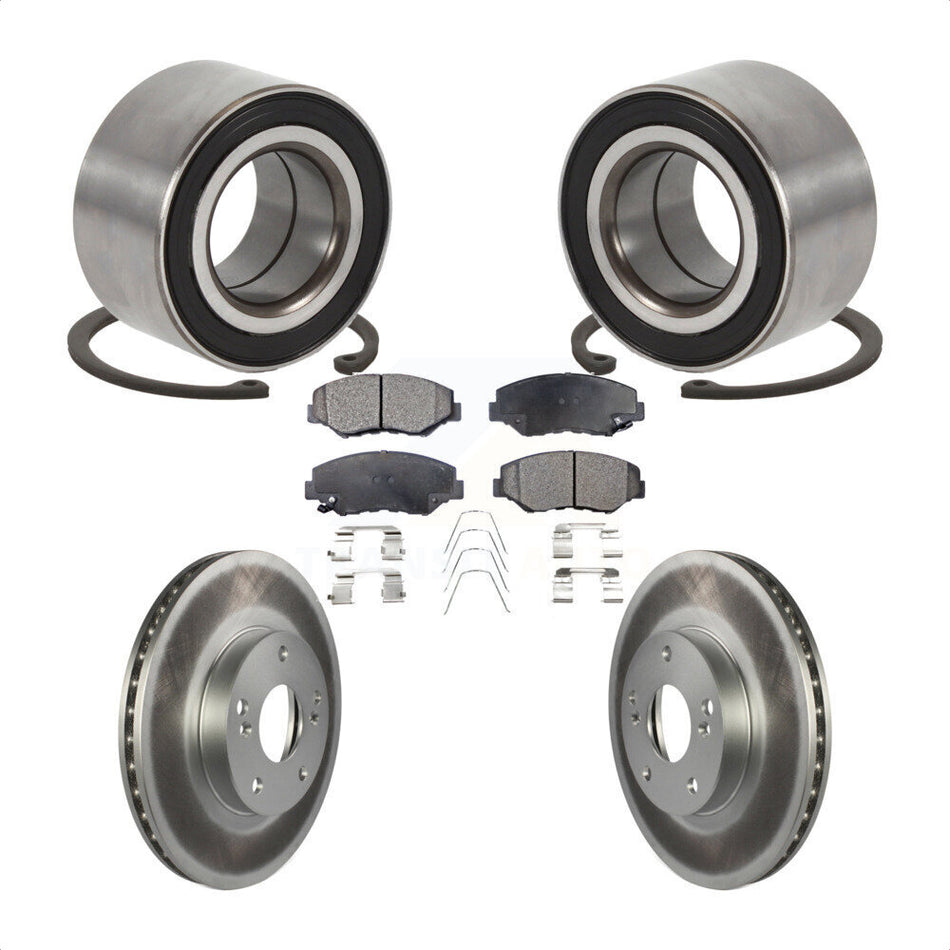 Front Wheel Bearing With Coated Disc Brake Rotors And Semi-Metallic Pads Kit For Honda Accord Element KBB-101374