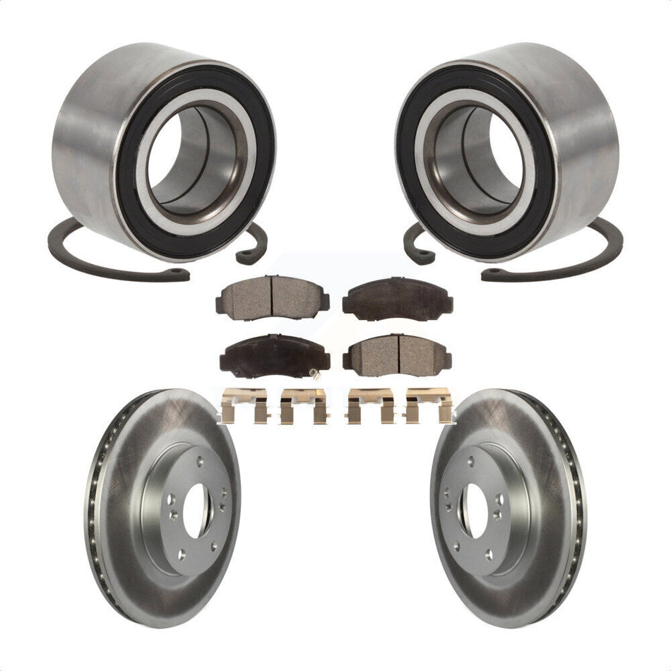 Front Wheel Bearing With Coated Disc Brake Rotors And Semi-Metallic Pads Kit For Honda Accord Acura CSX KBB-101375