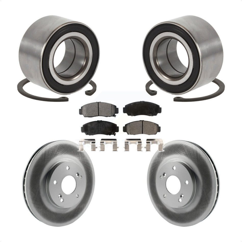 Front Wheel Bearing With Coated Disc Brake Rotors And Semi-Metallic Pads Kit For Honda Accord Acura TL TSX KBB-101376