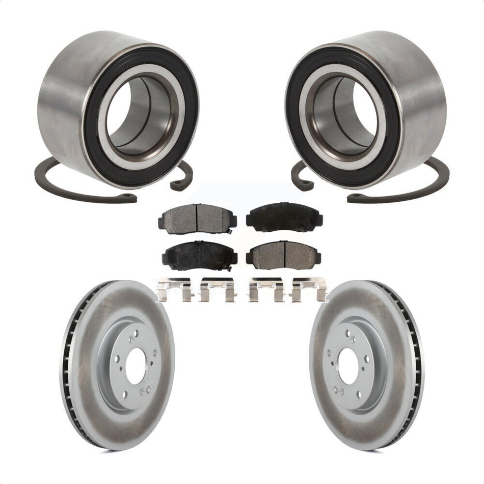 Front Wheel Bearing With Coated Disc Brake Rotors And Semi-Metallic Pads Kit For 2004-2005 Acura TL Automatic transmission KBB-101377