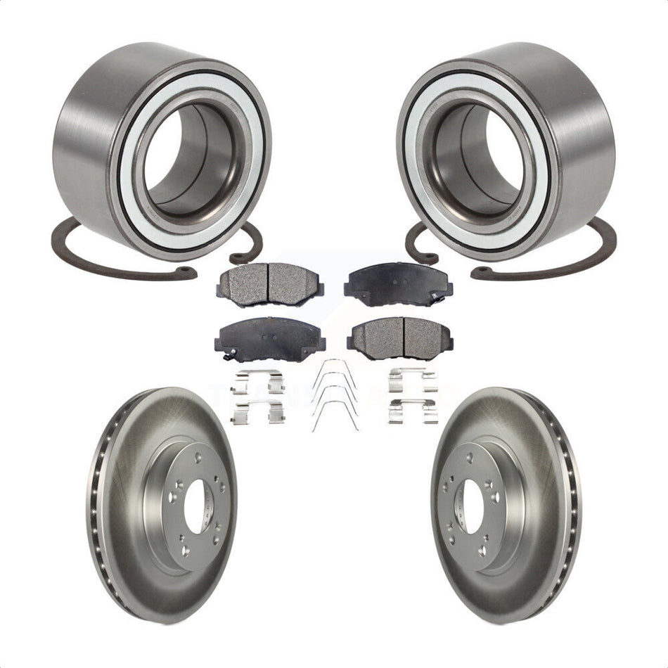 Front Wheel Bearing With Coated Disc Brake Rotors And Semi-Metallic Pads Kit For Honda CR-V KBB-101382