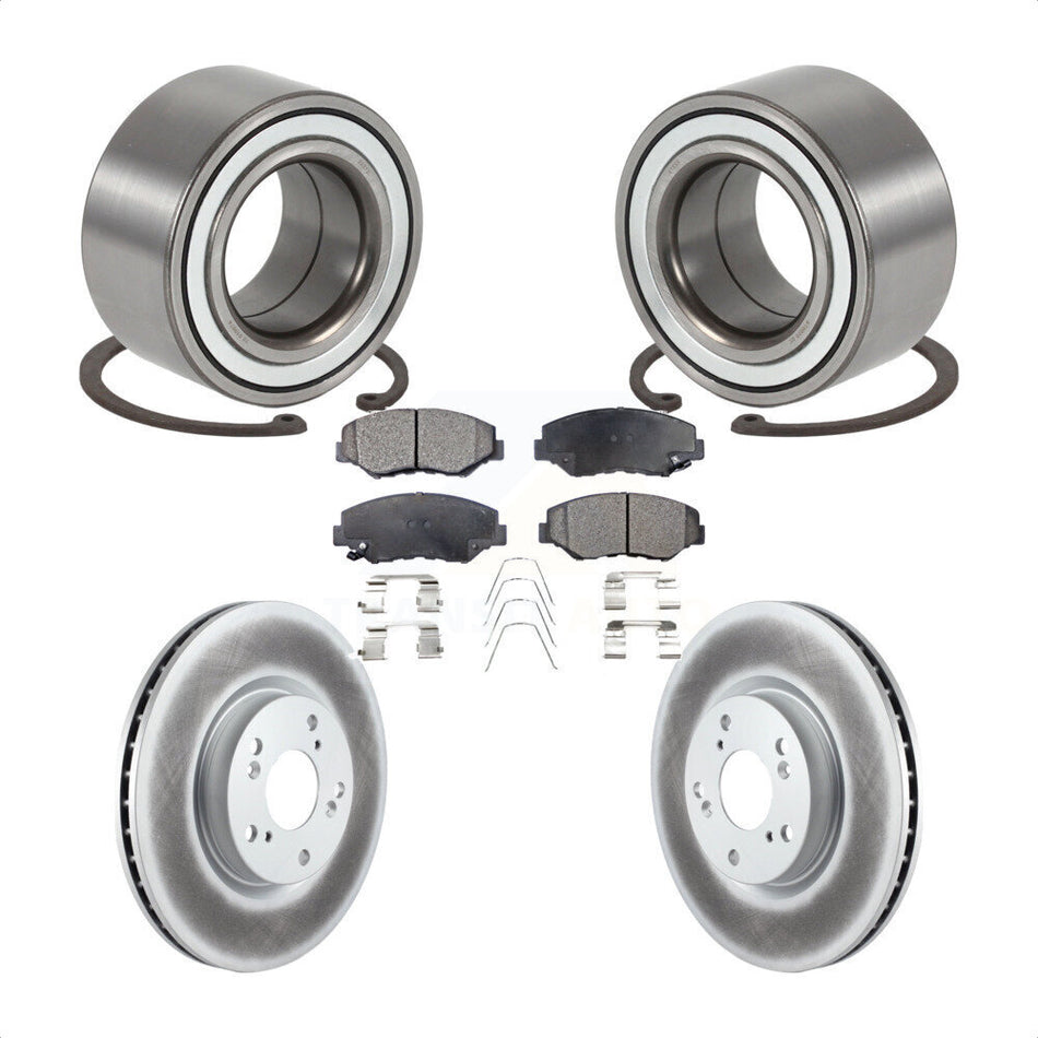 Front Wheel Bearing With Coated Disc Brake Rotors And Semi-Metallic Pads Kit For 2005-2006 Honda CR-V KBB-101383