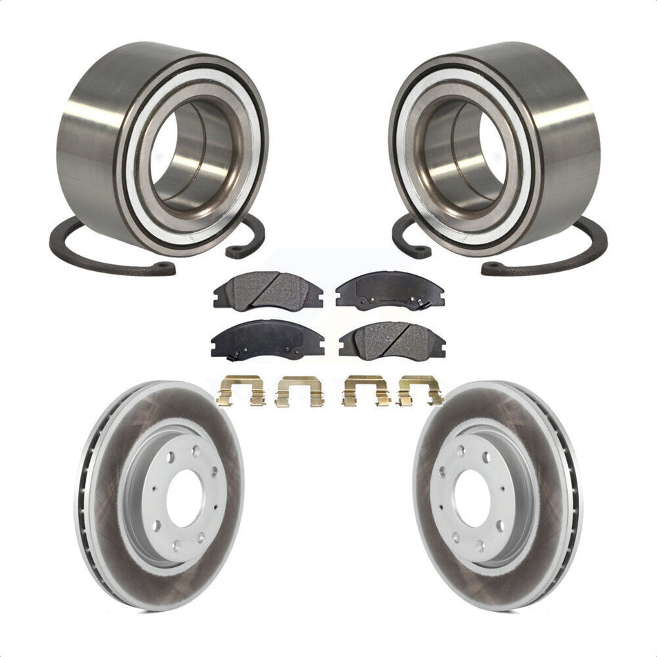 Front Wheel Bearing With Coated Disc Brake Rotors And Semi-Metallic Pads Kit For Kia Spectra Spectra5 KBB-101389