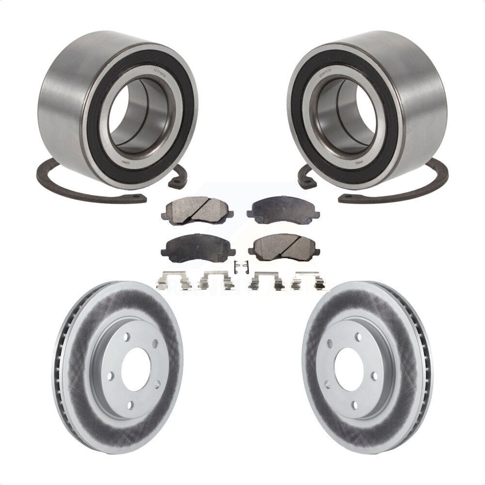 Front Wheel Bearing With Coated Disc Brake Rotors And Semi-Metallic Pads Kit For Mitsubishi Lancer Outlander KBB-101390