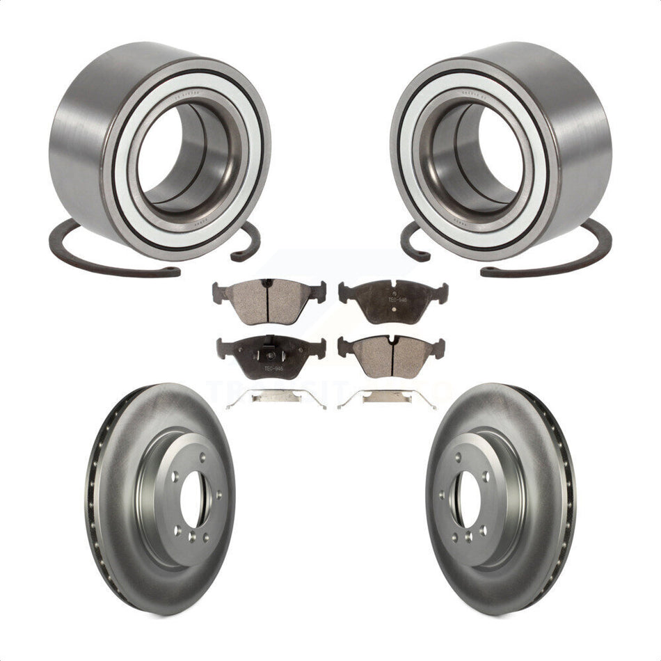 Front Wheel Bearing With Coated Disc Brake Rotors And Semi-Metallic Pads Kit For 2001-2005 BMW 330xi KBB-101393