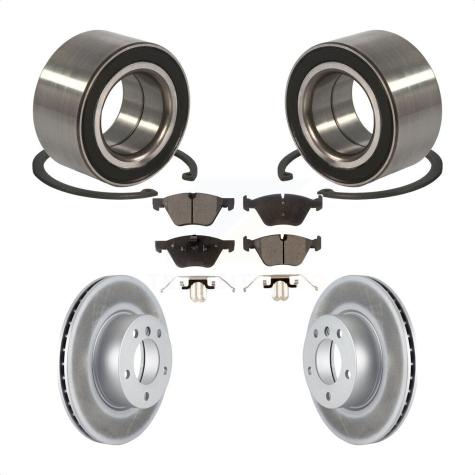 Front Wheel Bearing With Coated Disc Brake Rotors And Semi-Metallic Pads Kit For BMW 328xi 325xi KBB-101397