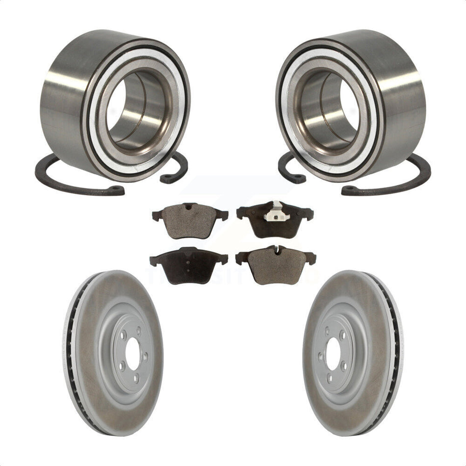 Front Wheel Bearing With Coated Disc Brake Rotors And Semi-Metallic Pads Kit For Jaguar XJ KBB-101407