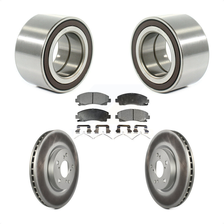 Front Wheel Bearing With Coated Disc Brake Rotors And Semi-Metallic Pads Kit For 2006-2014 Honda Ridgeline KBB-101417