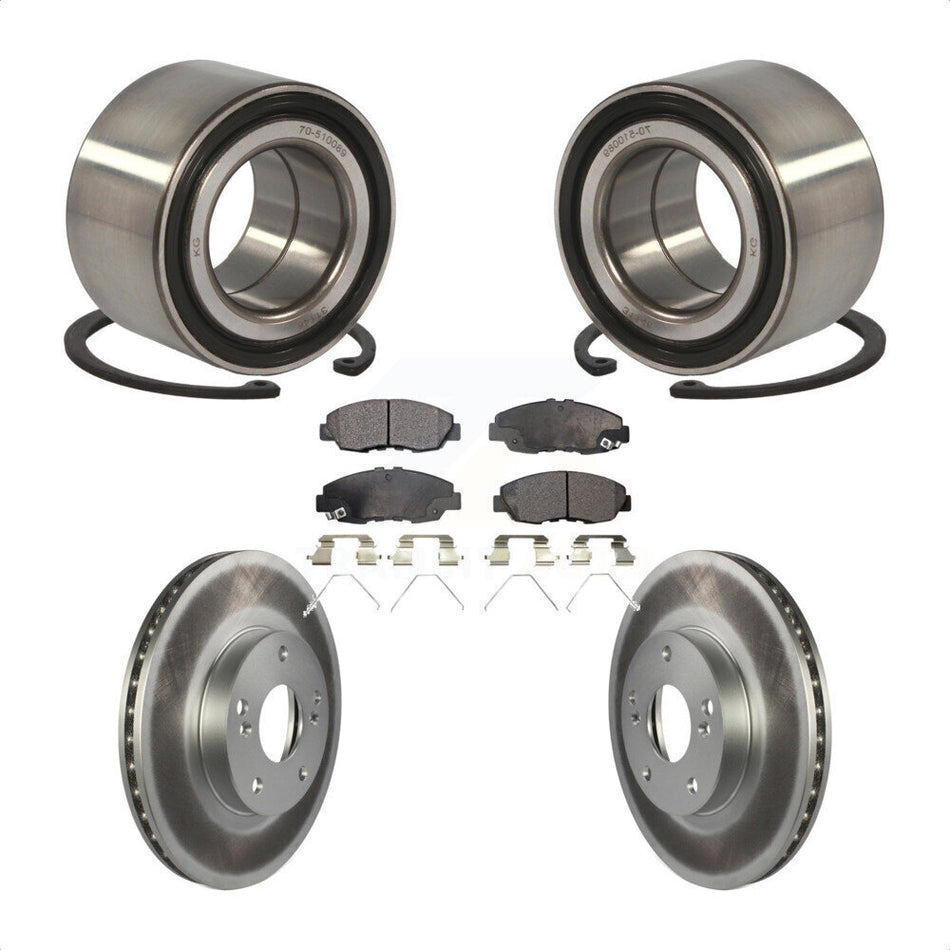 Front Wheel Bearing With Coated Disc Brake Rotors And Semi-Metallic Pads Kit For 2014-2015 Honda Civic Touring KBB-101419