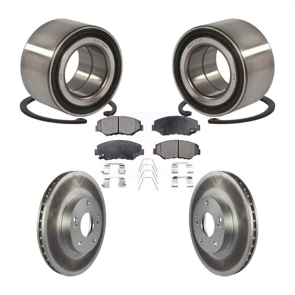 Front Wheel Bearing With Coated Disc Brake Rotors And Semi-Metallic Pads Kit For Honda Civic KBB-101421