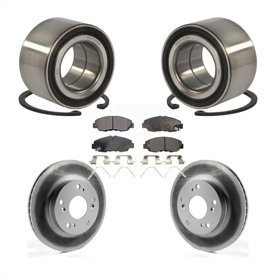 Front Wheel Bearing With Coated Disc Brake Rotors And Semi-Metallic Pads Kit For Honda Civic KBB-101427