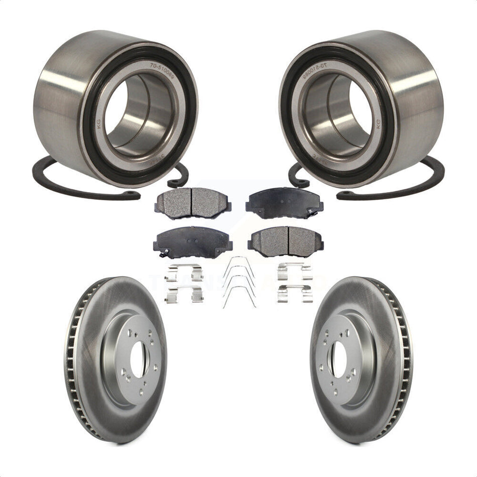 Front Wheel Bearing With Coated Disc Brake Rotors And Semi-Metallic Pads Kit For 2015 Honda Civic EX with Manual transmission KBB-101431