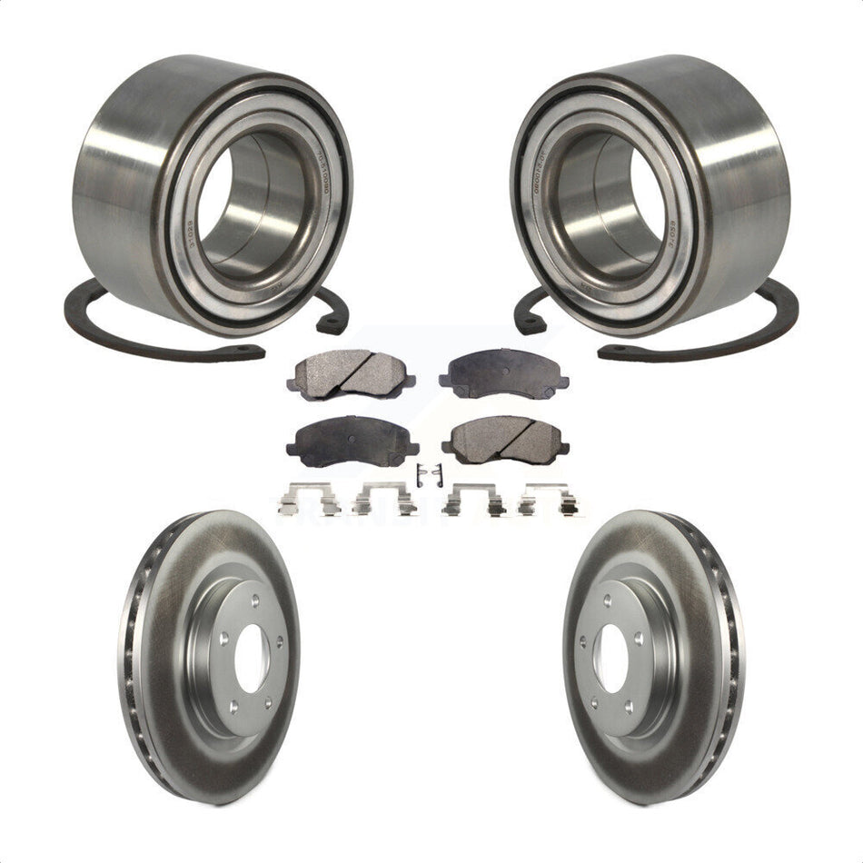 Front Wheel Bearing With Coated Disc Brake Rotors And Semi-Metallic Pads Kit For Jeep Patriot Mitsubishi Compass Dodge Caliber Outlander Sport Lancer RVR KBB-101434