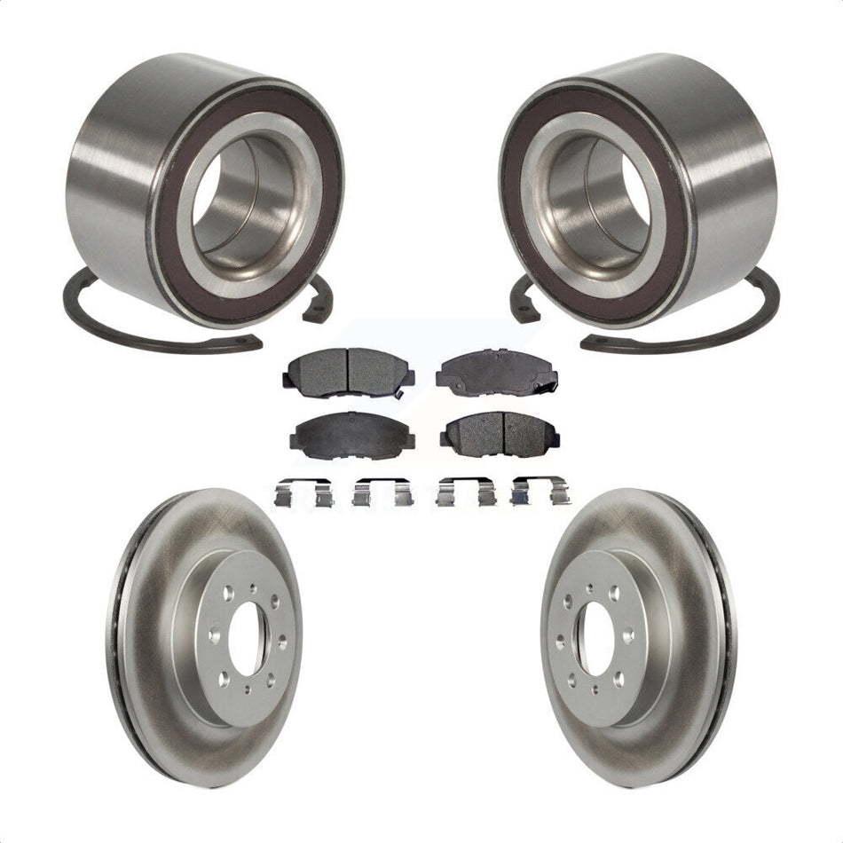 Front Wheel Bearing With Coated Disc Brake Rotors And Semi-Metallic Pads Kit For Honda Insight KBB-101437