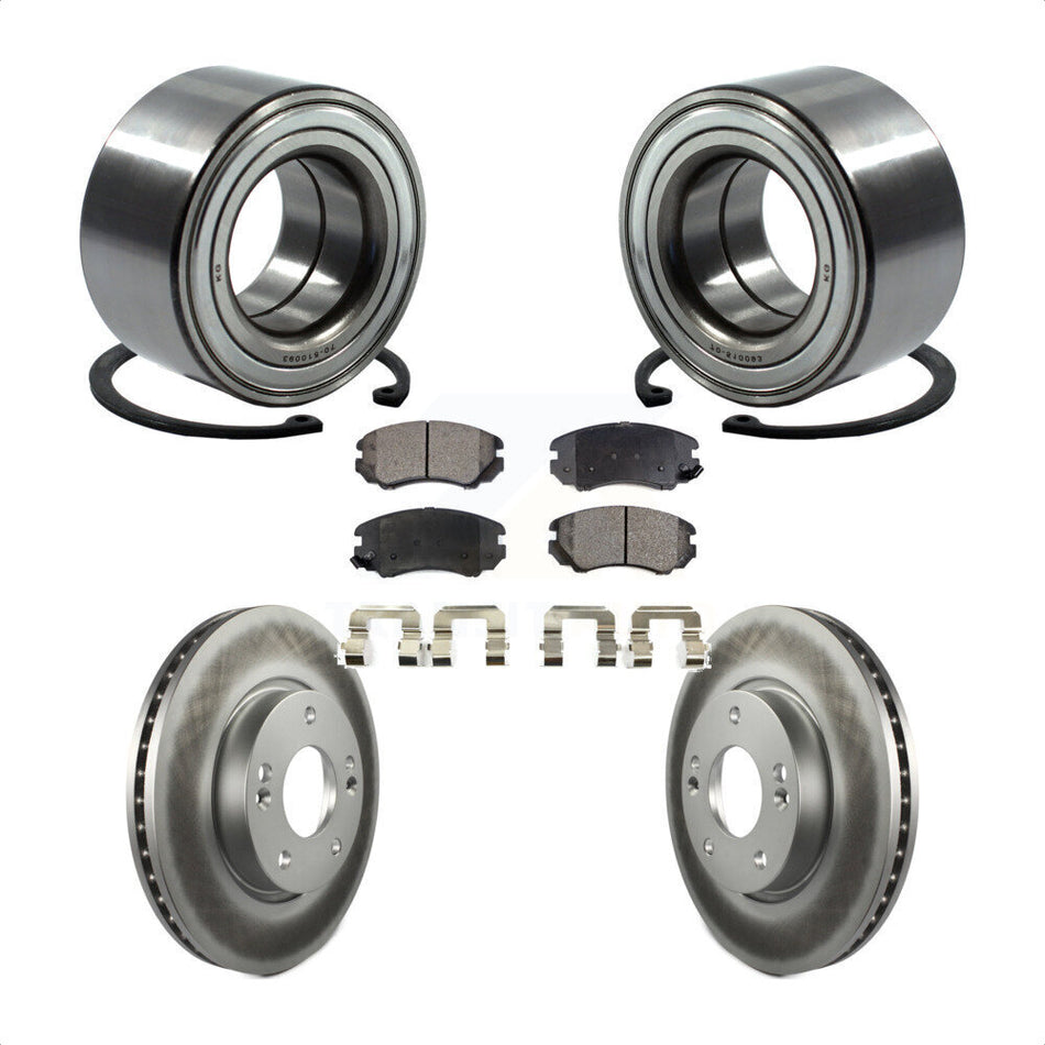 Front Wheel Bearing With Coated Disc Brake Rotors And Semi-Metallic Pads Kit For 2012-2013 Kia Soul KBB-101443